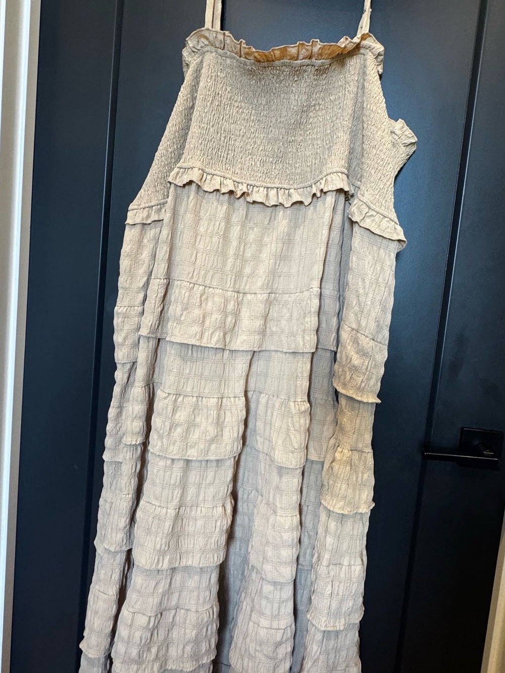 Light Cream Tiered Ruffle Maxi Dress - Picture 3 of 3
